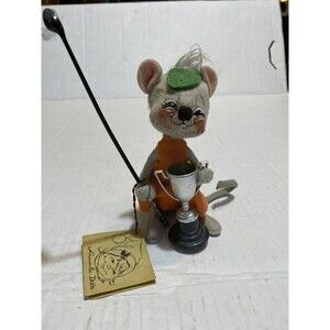 1965 Vintage Annalee Golf Mouse Doll With Club, Trophy and Hat Orange